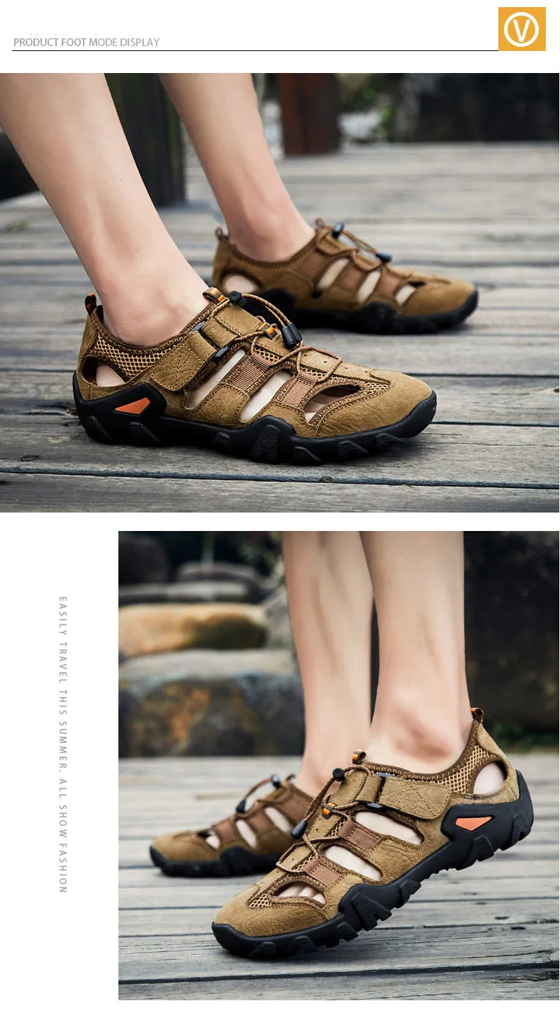 New Roman genuine leather men sandals summer cow leather for beach male shoes mens gladiator sandal Plus size 38-46 (9)