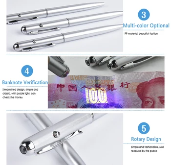 Creative Money Detector LED Light Pen Rotating Twisting Lamp Invisible Pen Imitation Metal Silver Counterfeit Aluminum alloy Pen
Creative Money Detector LED Light Pen Rotating Twisting Lamp Invisible Pen Imitation Metal Silver Counterfeit Aluminum alloy Pen