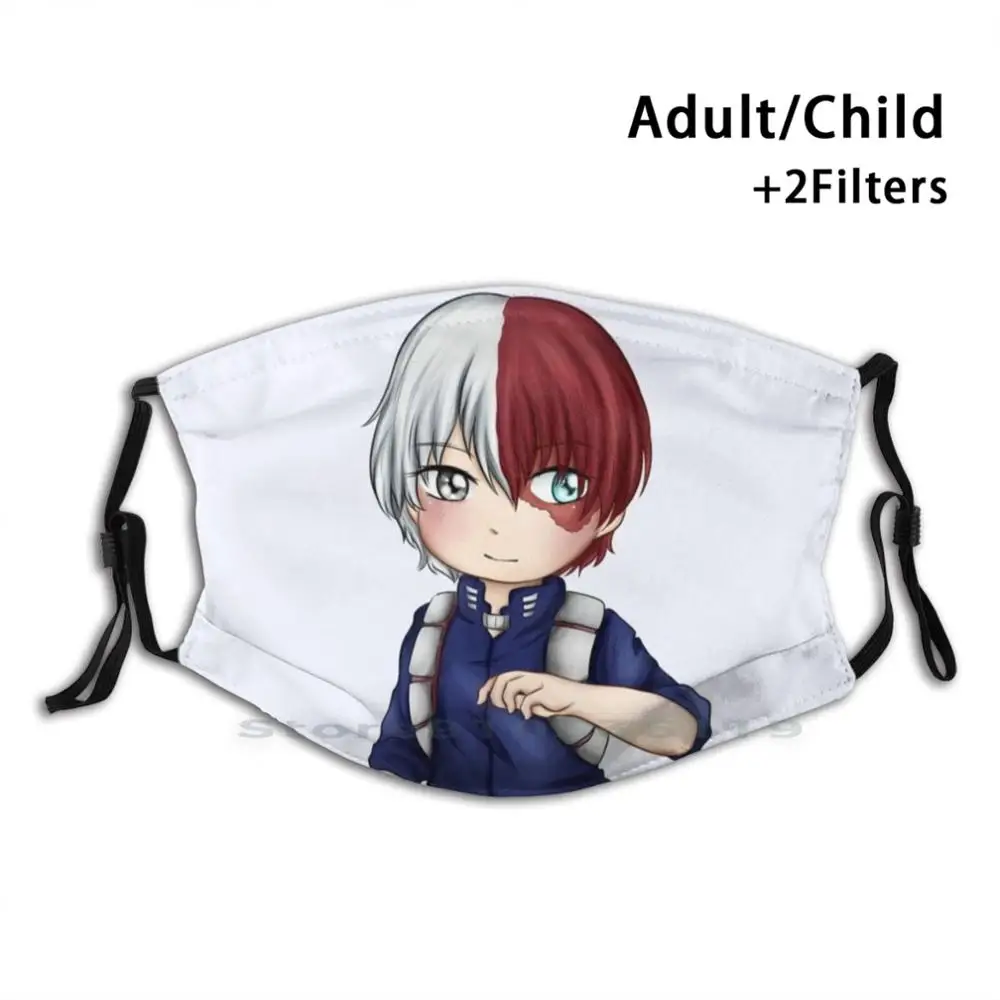 Shouto Todoroki моющаяся смешная маска для лица взрослых и детей с фильтром Mha Bnha Boku без