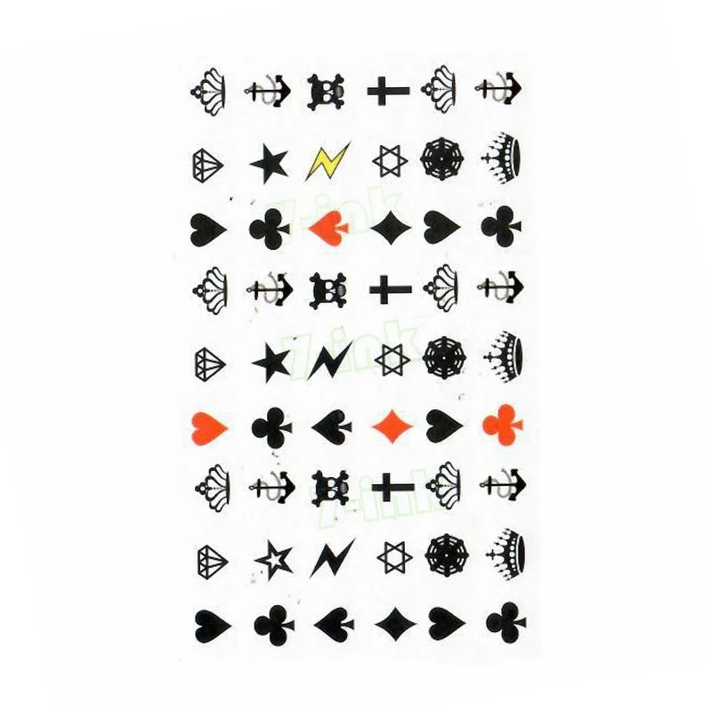 Temporary Tattoo Sticker Playing card suit lightning Crown Body Art Flash Tattoo Water Transfer fake tattoo for women men