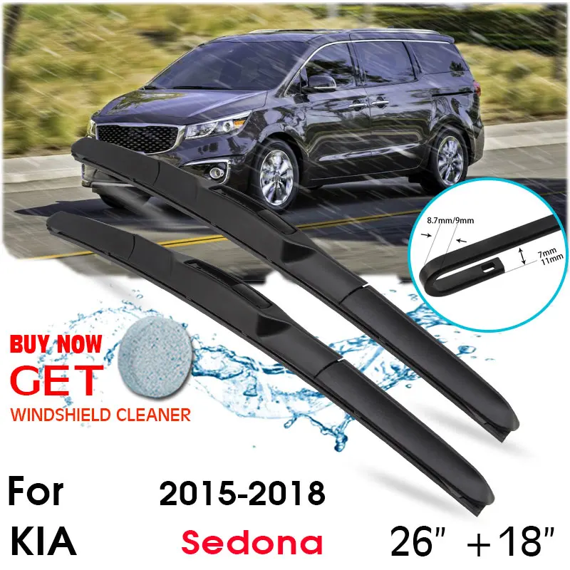 

Car Wiper Blade Front Window Windshield Rubber Silicon Refill Wiper For KIA Sedona 2015-2018 LHD / RHD 26"+18" Car Accessories