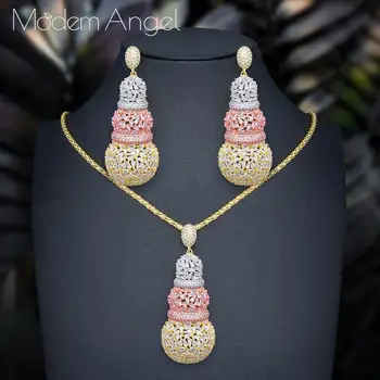 ModemAngel Gourd Luxury Design Full Micro Cubic Zirconia African Copper Women Wedding Engagement Earring Necklace Jewelry Set
ModemAngel Gourd Luxury Design Full Micro Cubic Zirconia African Copper Women Wedding Engagement Earring Necklace Jewelry Set
