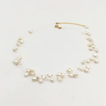 French multi-layer fishline freshwater baroque pearl short Fairy Necklace
French multi-layer fishline freshwater baroque pearl short Fairy Necklace