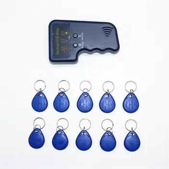 Handheld 125KHz RFID ID Card Copier Writer Duplicator Programmer Reader Code Writable EM4305 ID Keyfobs Tags Card Key Cards
Handheld 125KHz RFID ID Card Copier Writer Duplicator Programmer Reader Code Writable EM4305 ID Keyfobs Tags Card Key Cards