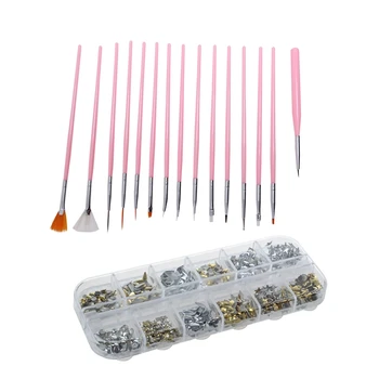 Set of 15 Brushes for Nail , Pink & 600PCS Vo gue Women 3D Acrylic Alloy DIY Decoration Nail Art Studs Rivet
Set of 15 Brushes for Nail , Pink & 600PCS Vo gue Women 3D Acrylic Alloy DIY Decoration Nail Art Studs Rivet