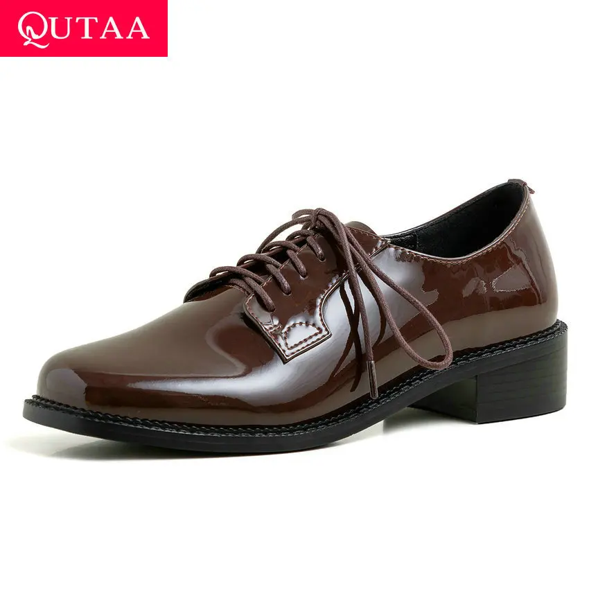 QUTAA 2020 Lace Up Square Heel Round Toe Women Single Shoes Spring Autumn Cow Patent Leather Classic Ladies Pumps Size 34-39
QUTAA 2020 Lace Up Square Heel Round Toe Women Single Shoes Spring Autumn Cow Patent Leather Classic Ladies Pumps Size 34-39