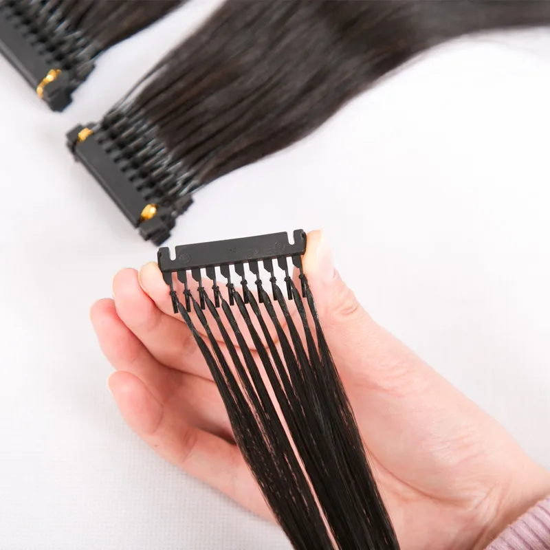 10pcs/lot 40-70cm 100% Human Hair Natural 6D-1 5g/pc Extension Virgin 6d hair extension kit wholesale price | Шиньоны и парики