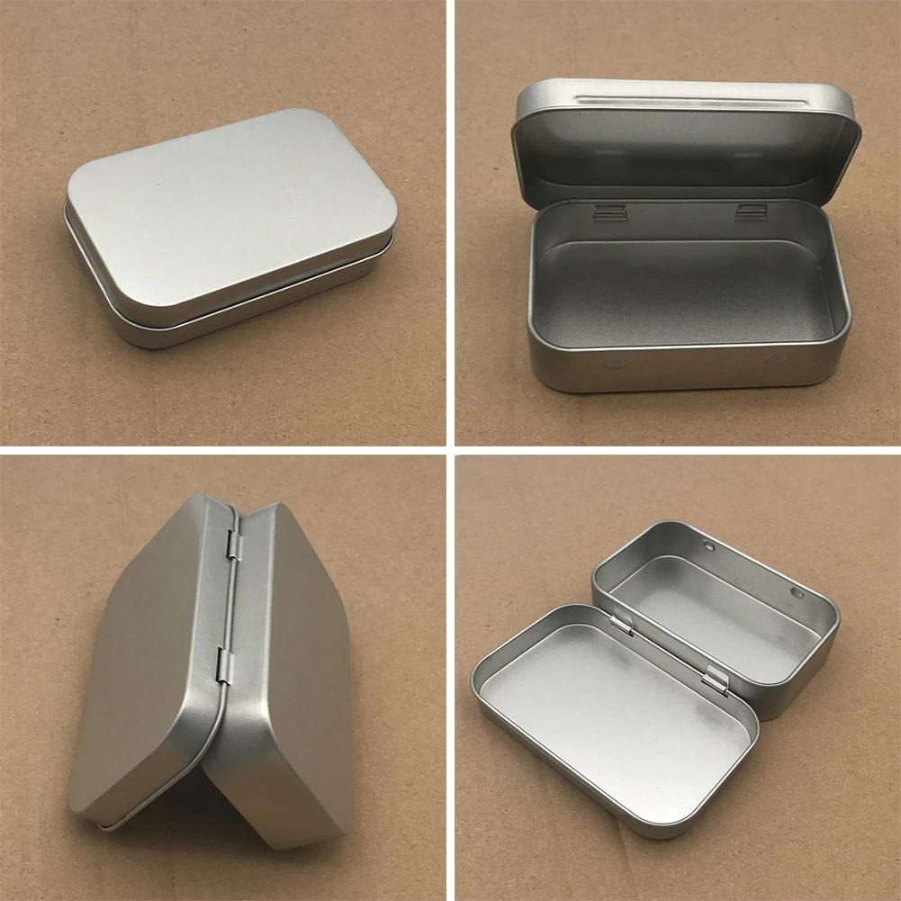 Silver Metal Rectangular Empty Hinged Tins Containers Mini Portable Box Small Storage Kit Home Organizer
Silver Metal Rectangular Empty Hinged Tins Containers Mini Portable Box Small Storage Kit Home Organizer