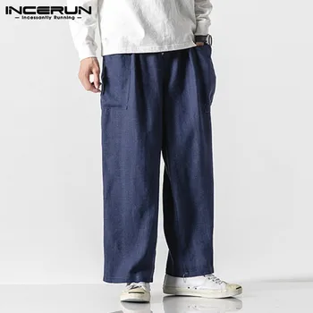 INCERUN Vintage Men Wide Leg Pants Cotton Joggers Pockets Elastic Waist Solid Loose Trousers Men Streetwear Casual Pants 2020
INCERUN Vintage Men Wide Leg Pants Cotton Joggers Pockets Elastic Waist Solid Loose Trousers Men Streetwear Casual Pants 2020