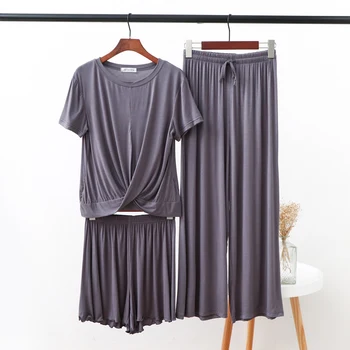 Autumn Modal Folds Home Suit 3 Piece Women's Pajamas Set Solid Wide Legs Homewear Three Suit 2020 New Fashion Ladies Sleepwear
Autumn Modal Folds Home Suit 3 Piece Women's Pajamas Set Solid Wide Legs Homewear Three Suit 2020 New Fashion Ladies Sleepwear