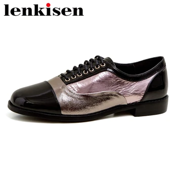 Lenkisen classic mixed color casual shoes women natural leather round toe low heel British school beauty lady lace up pumps L76
Lenkisen classic mixed color casual shoes women natural leather round toe low heel British school beauty lady lace up pumps L76