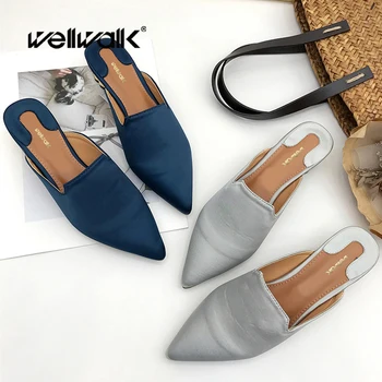 Wellwalk Women Mules Shoes Metal Heel Pointed Toe Plain Silk Unicorn Slippers Ladies Summer Slip On Loafers Female Home Shoes
Wellwalk Women Mules Shoes Metal Heel Pointed Toe Plain Silk Unicorn Slippers Ladies Summer Slip On Loafers Female Home Shoes