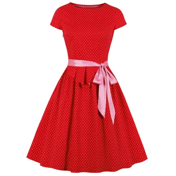 Wipalo Summer Women O-Neck Dress Vintage Dot Print Party Dress Vestidos Retro Short Sleeve Casual Dress Knee-Length With Belt 
Wipalo Summer Women O-Neck Dress Vintage Dot Print Party Dress Vestidos Retro Short Sleeve Casual Dress Knee-Length With Belt