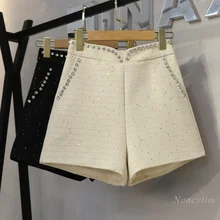 Shiny Rhinestone Sequined High Waist Apricot Shorts Woman 2021 Autumn and Winter New Design Wide Leg Woolen Short Femme
Shiny Rhinestone Sequined High Waist Apricot Shorts Woman 2021 Autumn and Winter New Design Wide Leg Woolen Short Femme