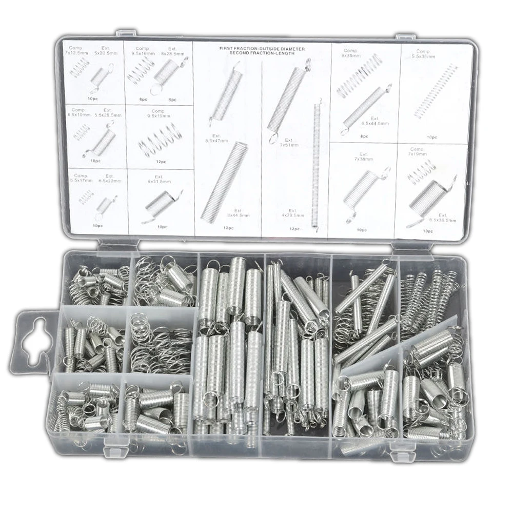 200 Pcs spring/tension spring/compression spring/set/200 pieces of transparent pp plastic box with 20 specifications
200 Pcs spring/tension spring/compression spring/set/200 pieces of transparent pp plastic box with 20 specifications