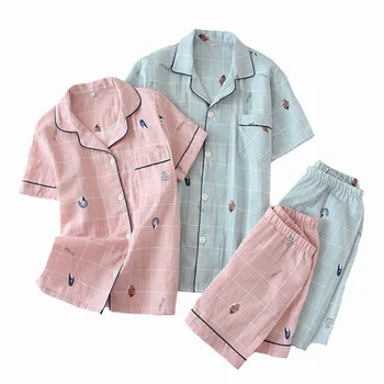 Summer Men Women Cotton Pajamas Set Couple Sleepwear Short Sleeve+Shorts Lovers Turn-down Neck Soft Loose Homewear Sleepwear
Summer Men Women Cotton Pajamas Set Couple Sleepwear Short Sleeve+Shorts Lovers Turn-down Neck Soft Loose Homewear Sleepwear