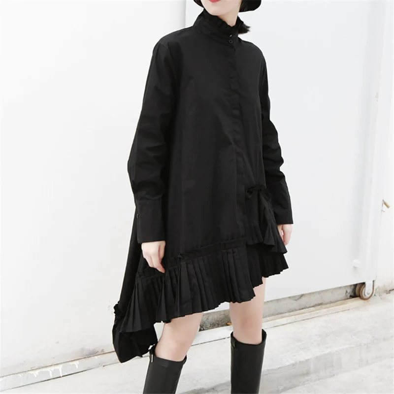 OMIKRON 2019 Autumn New Fashion Vintage Cotton Shirts Blouses Irregular Ruffle Hem Long Sleeve White Black Loose Shirts Female
OMIKRON 2019 Autumn New Fashion Vintage Cotton Shirts Blouses Irregular Ruffle Hem Long Sleeve White Black Loose Shirts Female