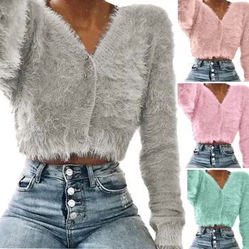 Women Fashion Casual Long Sleeve V-neck Furry Casual Sweater Crop Popular Women TopsBlouse
Women Fashion Casual Long Sleeve V-neck Furry Casual Sweater Crop Popular Women TopsBlouse