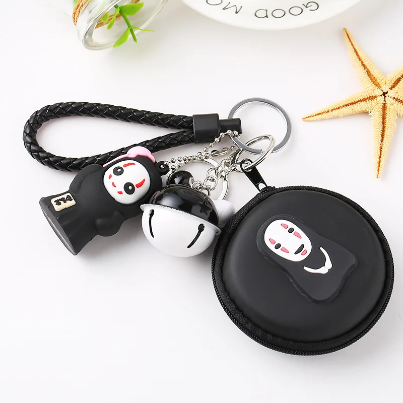 

2019 Cute Grimace Doll Keychain Metal Bell Key Rings Couple Key Chain Purse Data Cable Headset Keyring Bag Pendant Men Fashion