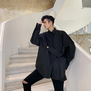 Spring and Autumn Dark Pioneer Design Personality Irregular Threshold Men's Loose Long Sleeve Shirt Hair Stylist Shirt
Spring and Autumn Dark Pioneer Design Personality Irregular Threshold Men's Loose Long Sleeve Shirt Hair Stylist Shirt