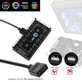 12 Way 5V RGB LED Splitter HUB with PMMA Case and Magnetic Standoff SATA 15-Pin Power Supply for asus/MSI 5V 3Pin LED Controller
12 Way 5V RGB LED Splitter HUB with PMMA Case and Magnetic Standoff SATA 15-Pin Power Supply for asus/MSI 5V 3Pin LED Controller