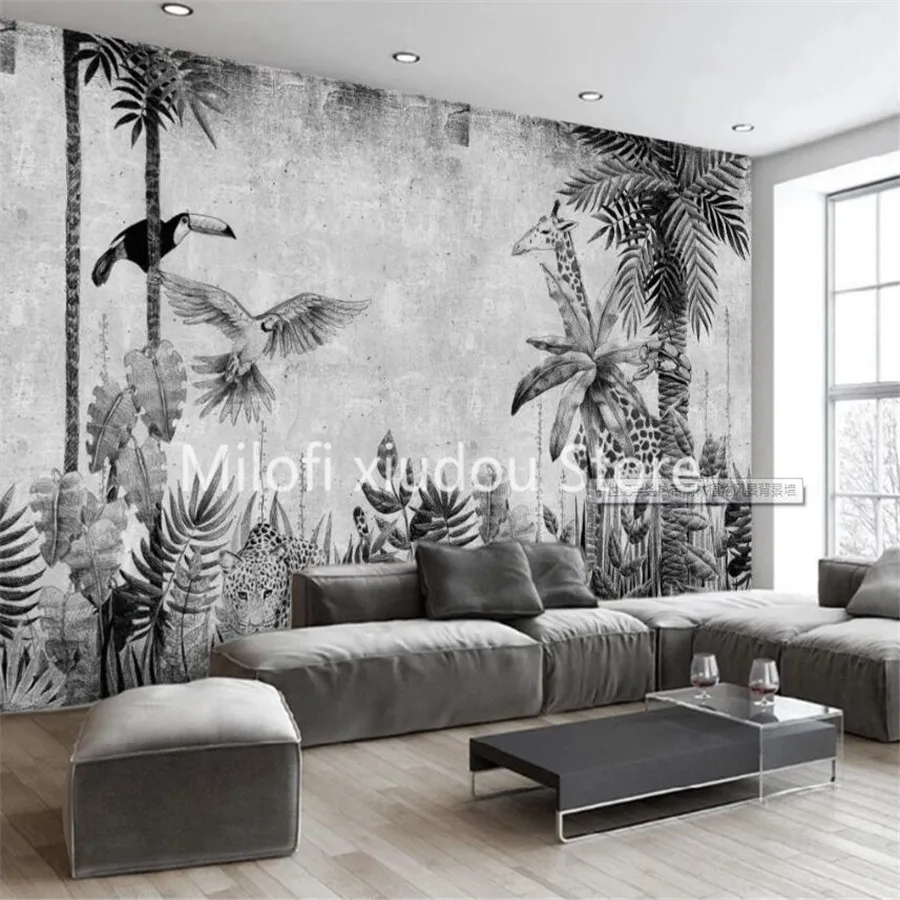 

Milofi custom 3D wallpaper mural medieval hand-painted tropical rainforest plant landscape living room bedroom background wall d