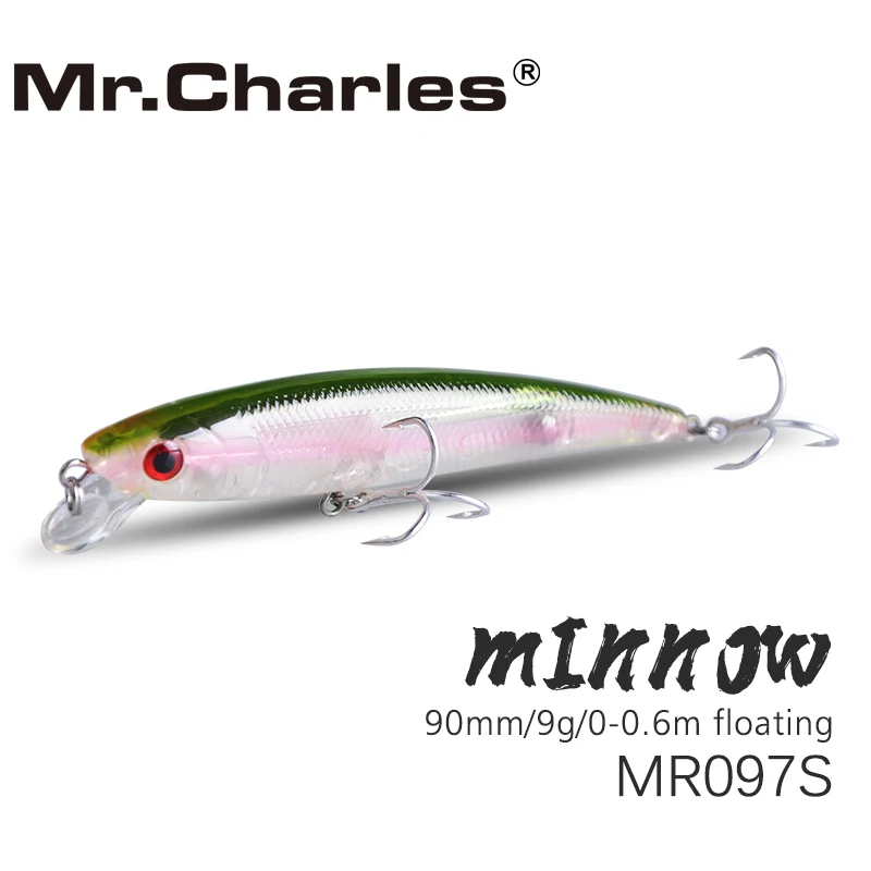 

Mr.Charles MR097S Fishing Lure 90mm/9g 0-0.6 Floating Minnow Hard Baits High-carbon steel Hooks Crankbait Lure Wobbler