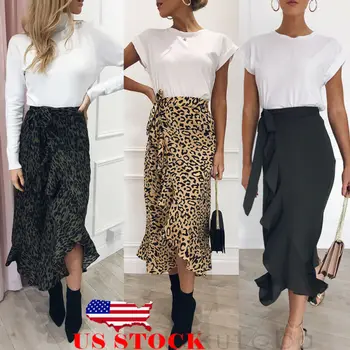 Fashion Leopard Print Skirt Aysmmetric Ruffles Slim Wrap Over Loose Casual Women Summer High Waist Lace Up Office Midi Skirts
Fashion Leopard Print Skirt Aysmmetric Ruffles Slim Wrap Over Loose Casual Women Summer High Waist Lace Up Office Midi Skirts