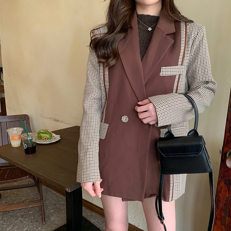 GALCAUR Vintage Hit Color Blazer For Women Notched Long Sleeve Patchwork Plaid Casual Female Blazers 2019 Autumn Fashion New (6).jpg