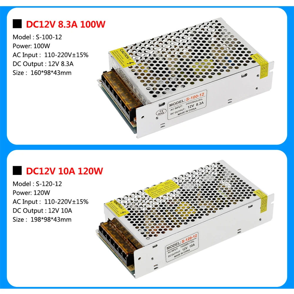 Источник питания DC12V 1A 2A 5A 8.3A 10A 15A 16.7A 20A 25A 30A 33A 40A 50A Трансформаторы освещения