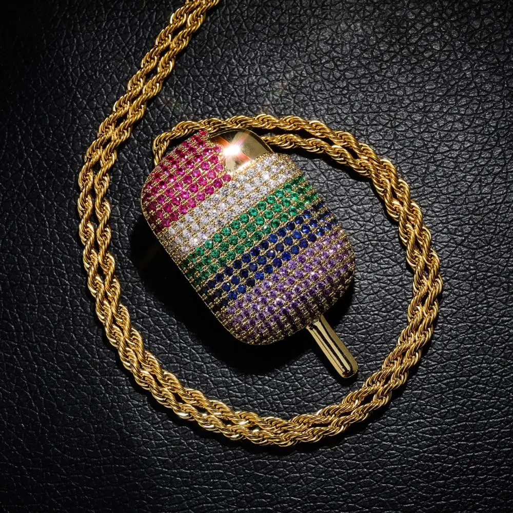 JINAO Iced Out Ice cream pendant Copper Gold Silver Rose Gold Color Micro Paved Zircon Hip Hop Full Cubic zirconia Gift
JINAO Iced Out Ice cream pendant Copper Gold Silver Rose Gold Color Micro Paved Zircon Hip Hop Full Cubic zirconia Gift