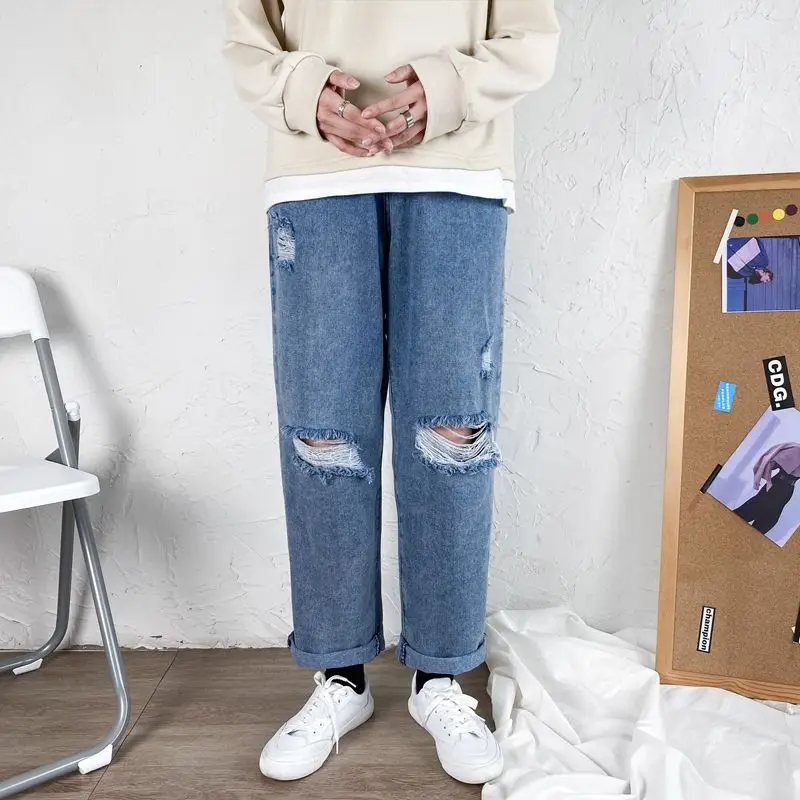Summer Thin Hole Jeans Men's Fashion Retro Casual Straight Jeans Men Streetwear Wild Loose Hip Hop Ripped Denim Trousers Mens 
Summer Thin Hole Jeans Men's Fashion Retro Casual Straight Jeans Men Streetwear Wild Loose Hip Hop Ripped Denim Trousers Mens
