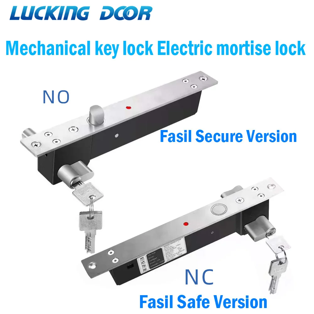 

DC 12V Fail Secure Bolt Lock With Mort Lock Cylinder Mechanical key locking Dropbolt Door Lock Electric Dead Bolt Lock