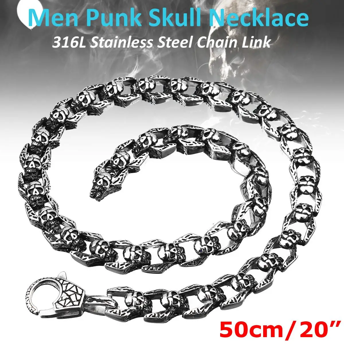 20 Inch 316 Stainless Steel Men Punk Vintage Gothic Skull Chain Necklace Jewelry Party Heavy Metal Pendant Hip Hop Neck Decor
20 Inch 316 Stainless Steel Men Punk Vintage Gothic Skull Chain Necklace Jewelry Party Heavy Metal Pendant Hip Hop Neck Decor