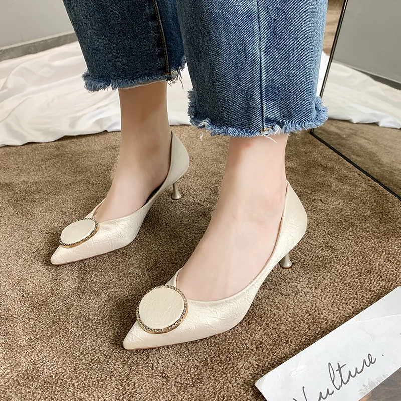 High Heel Shoes GIRL'S Thin Heeled Autumn Korean-style Versatile Spring New Style Square Buckle Leather Shoes Pointed-Toe Hipste
High Heel Shoes GIRL'S Thin Heeled Autumn Korean-style Versatile Spring New Style Square Buckle Leather Shoes Pointed-Toe Hipste