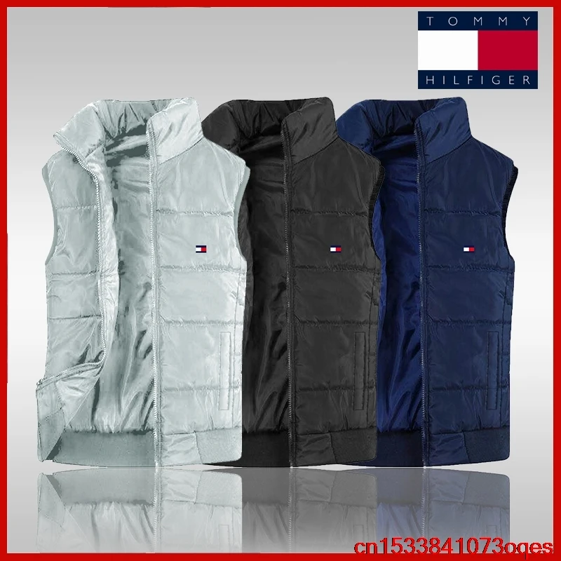 

TOMMY- HILFIGER- Brand Clothing Vest Jacket Mens New Autumn Warm Sleeveless Jacket Male Winter Casual Waistcoat Men Vest 2TM97