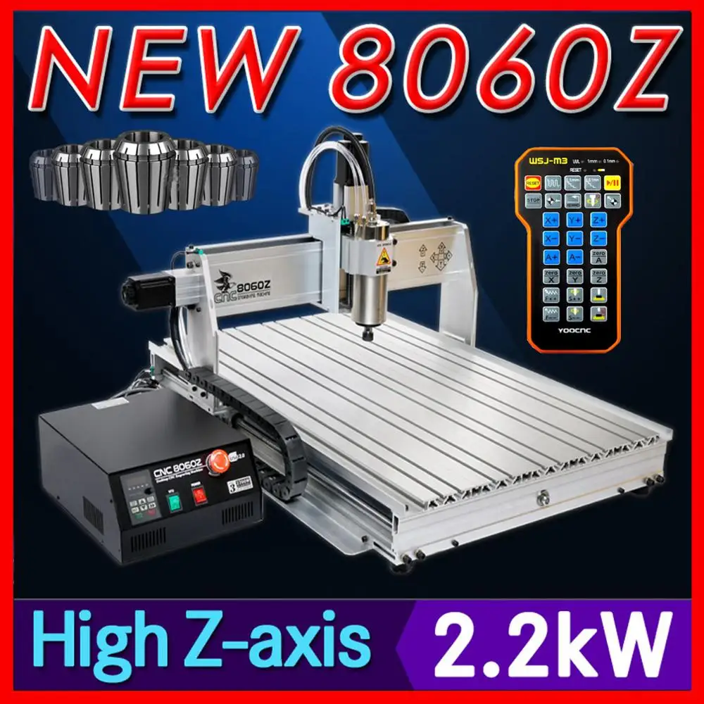 

USB port ! 4 axis 8060 cnc router ( 2200W spindle ) cnc engraver engraving / wood carving router / PCB milling machine mach3