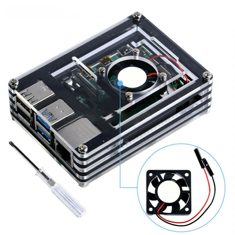Корпус из акриловой оболочки для Raspberry Pi 4 B DC 5 В набор запасных частей с