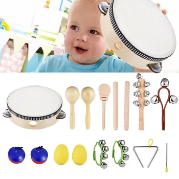 10pcs Musical Instruments Percussion Toy Rhythm Band Set Including Tambourine Maracas Triangle Castanets Wrist Bell for Kids 
10pcs Musical Instruments Percussion Toy Rhythm Band Set Including Tambourine Maracas Triangle Castanets Wrist Bell for Kids
