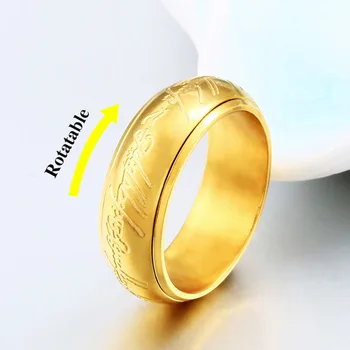 New Gold Color Rotating Rings Stainless Steel 3D Carved Refined One Ring Of Power Jewelry for Women Men (GR148)
New Gold Color Rotating Rings Stainless Steel 3D Carved Refined One Ring Of Power Jewelry for Women Men (GR148)