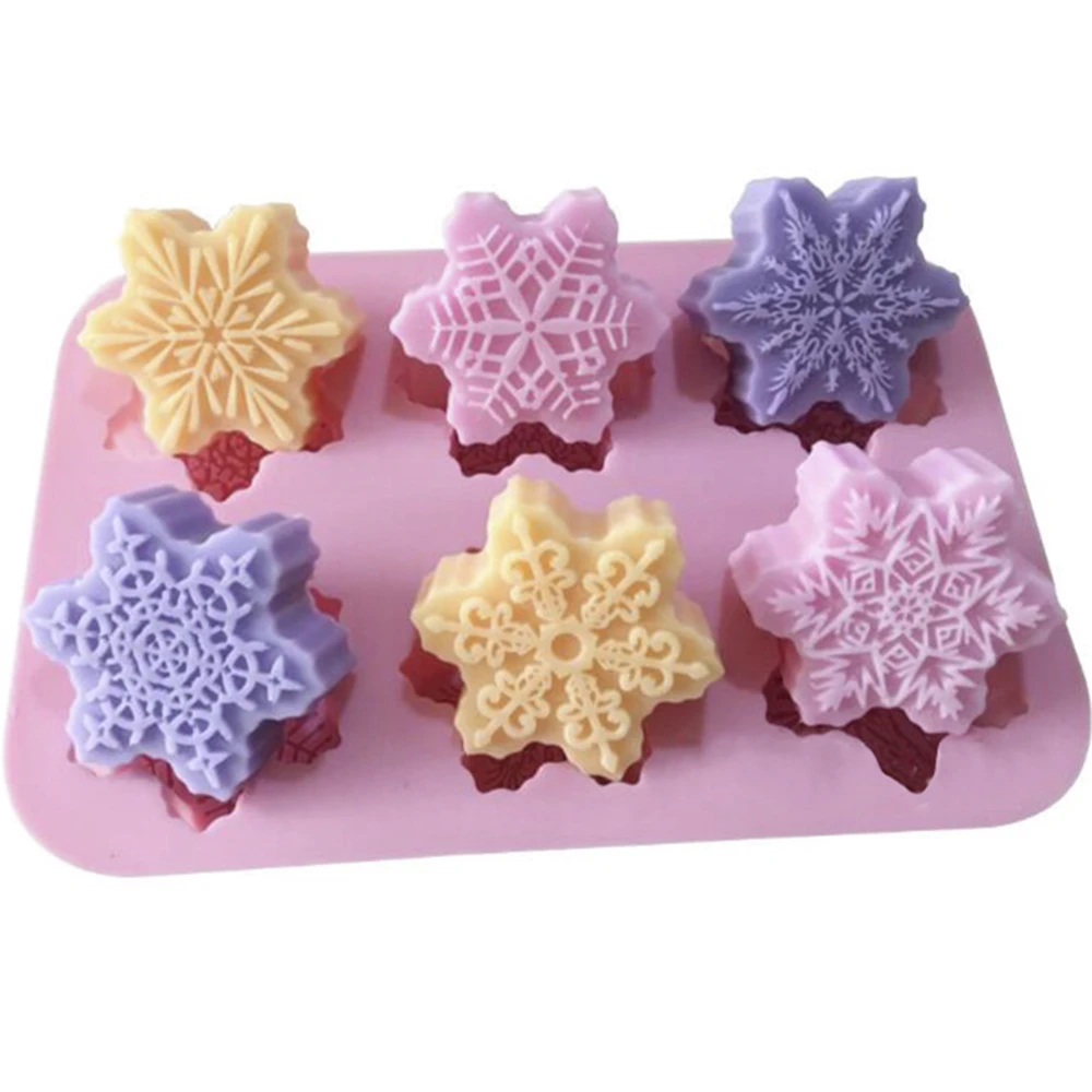 

6 Cavities Snow Shape Soap Bar Silicone Mold Resin Mould DIY Aromatherarpy Household Decoration Craft Molds Tools