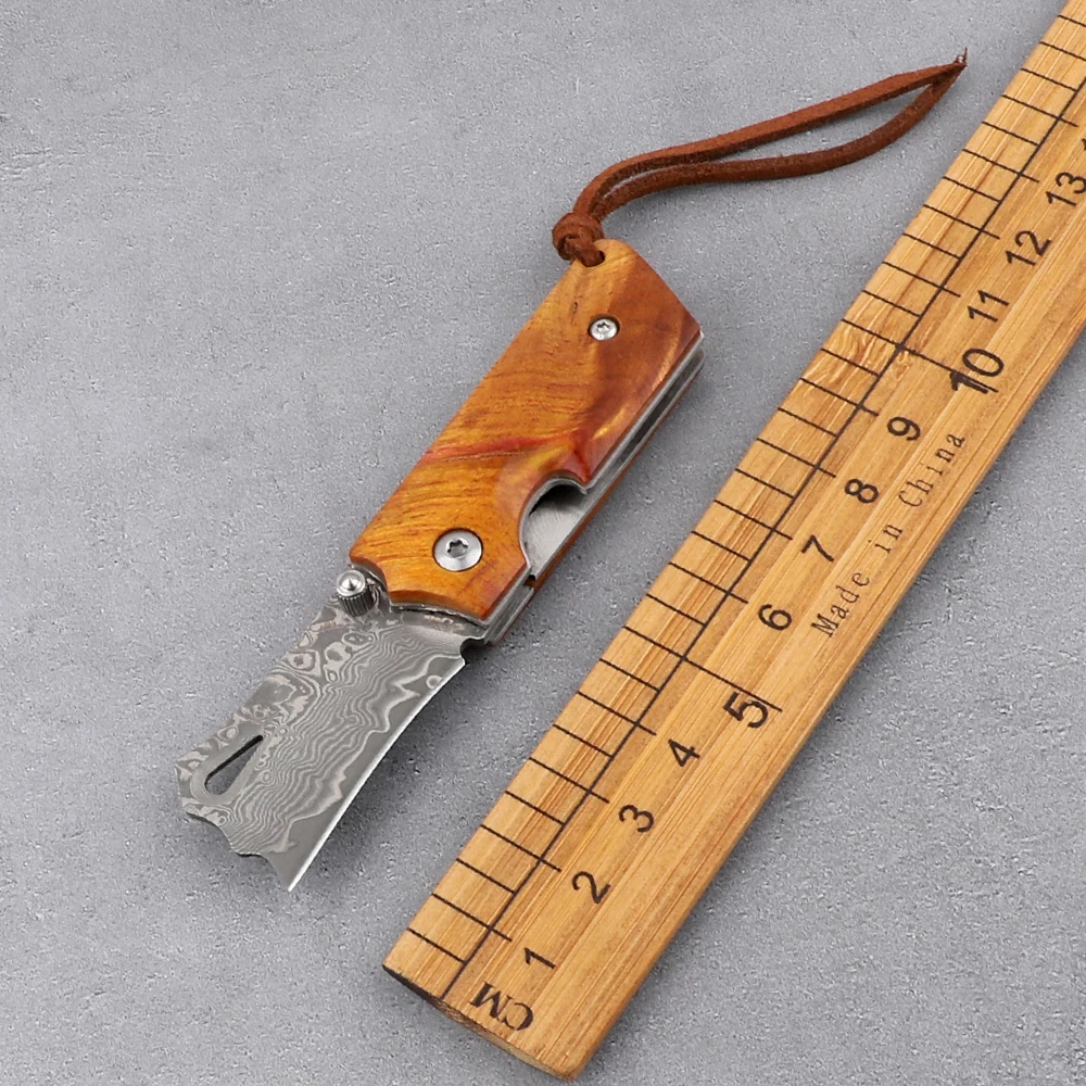 Фото Складной Механический многофункциональный нож для самообороны дамасская сталь