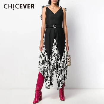 CHICEVER Patchwork Print Asymmetrical Dresses Women V Neck Spaghetti Strap High Waist Sashes Ruched Dresses Female 2020 Tide
CHICEVER Patchwork Print Asymmetrical Dresses Women V Neck Spaghetti Strap High Waist Sashes Ruched Dresses Female 2020 Tide