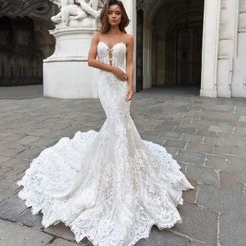 BacklakeGirls HT594 Sweetheart Mermaid Lace White Wedding Dresses Sleeveless Lace Up Back Vestidos De Novia En Raso Satinado
BacklakeGirls HT594 Sweetheart Mermaid Lace White Wedding Dresses Sleeveless Lace Up Back Vestidos De Novia En Raso Satinado