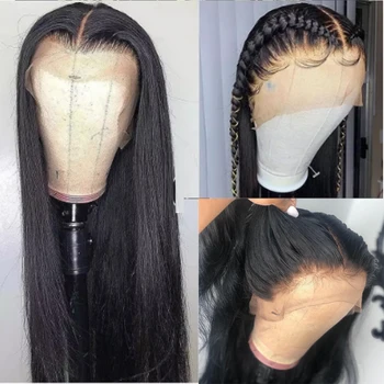 

Jet Black Silky Straight Long 13x6 Lace Front Human Hair Wigs Remy Wig For Black Women Natural Hairline nail tools sets Glueless