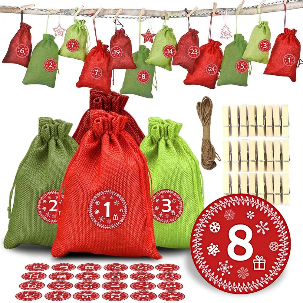 New Advent Calendar Set 24 Filling Fabric Gift Bags with Number Labels for DIY Christmas Decor NE
New Advent Calendar Set 24 Filling Fabric Gift Bags with Number Labels for DIY Christmas Decor NE