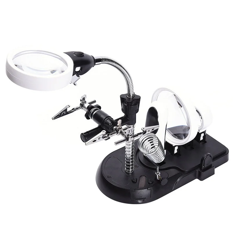 Third Hand Soldering Magnifier 2.5X 5X 16X Desktop Magnifier Welding Magnifying Glass with Led Light Soldering Helping Hands
Third Hand Soldering Magnifier 2.5X 5X 16X Desktop Magnifier Welding Magnifying Glass with Led Light Soldering Helping Hands