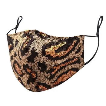 Fashion Sequined Mask Adult Women Leopard Printed Shining Glitter Face Mask Reusable Washable Mouth Cover Mascarilla Tela Mujer 
Fashion Sequined Mask Adult Women Leopard Printed Shining Glitter Face Mask Reusable Washable Mouth Cover Mascarilla Tela Mujer