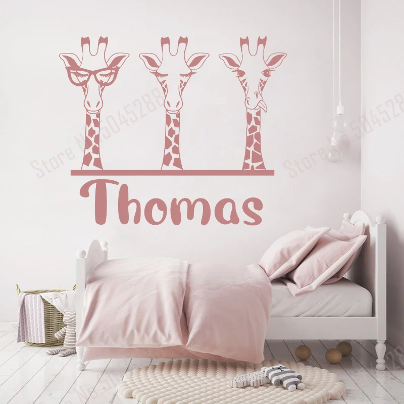Настенная Наклейка с изображением головы жирафа девушки для мальчика спальни