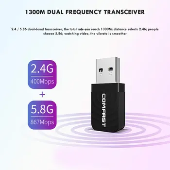 Dual-Band 1300M Gigabit USB Wireless Network Card Mini Portable WIFI Network Receiver WIFI Extender Adapter Card
Dual-Band 1300M Gigabit USB Wireless Network Card Mini Portable WIFI Network Receiver WIFI Extender Adapter Card